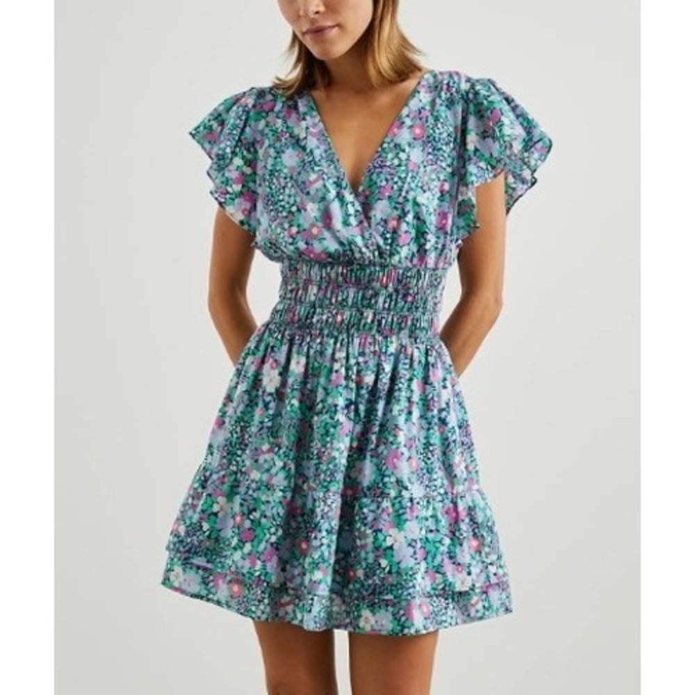 RAILS 100% Cotton Kimora Mini Dress Blue Navy Leilani Floral Women Size XS Boho‎